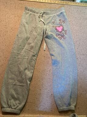 Y2K Victoria's Secret Pink Sweatpants Spell Out Butt Gray XS Recycle Green
